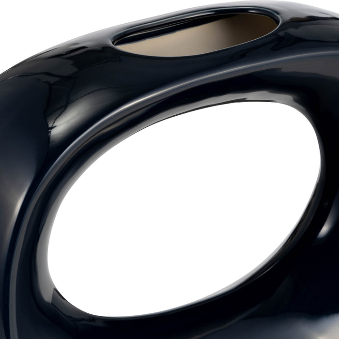 Ceramic 11\" Oval Vase - Navy