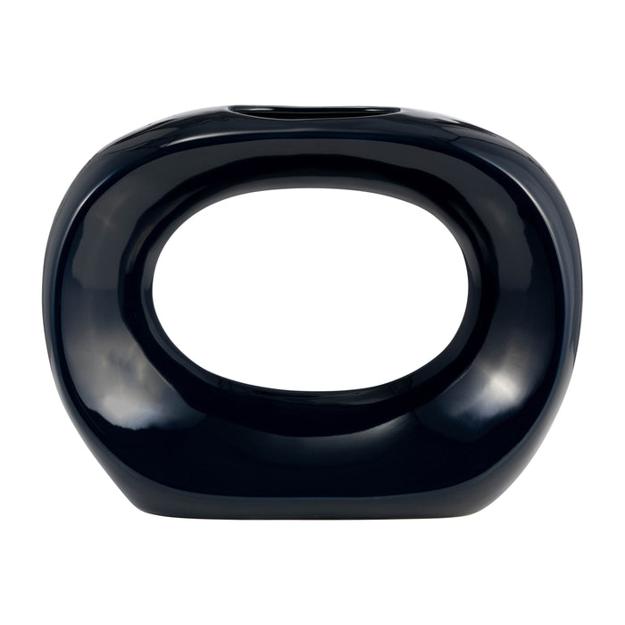 Ceramic 11\" Oval Vase - Navy
