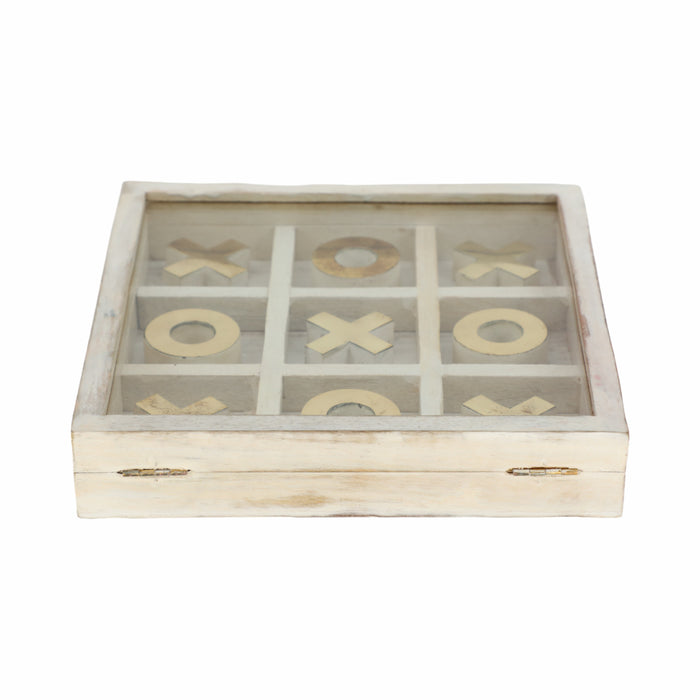 Wood 8\" x 8\" Tic Tac Toe - White