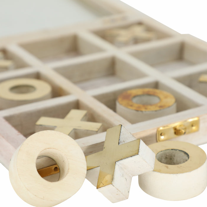 Wood 8\" x 8\" Tic Tac Toe - White