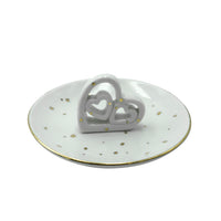 Ceramic Cut-Out Hearts Trinket Tray - White
