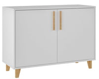 Manhattan Comfort Mid-Century Modern Herald Double Side Cabinet with 2 Shelves - White