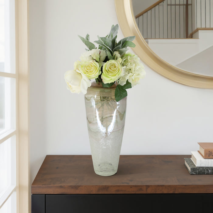 Clear Glass 17\" Crackled Vase