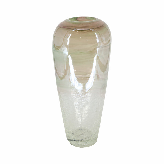 Clear Glass 17\" Crackled Vase