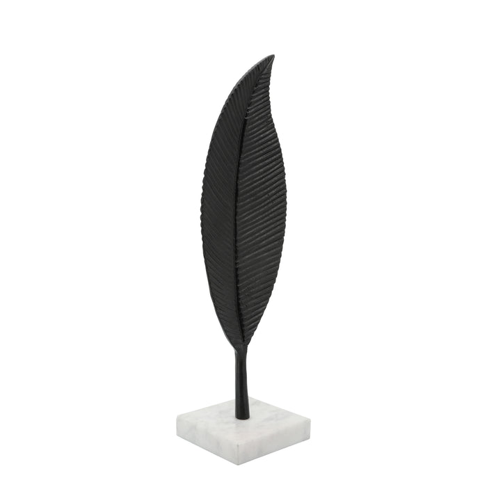 Metal 19\" Leaf Table Decor - Black