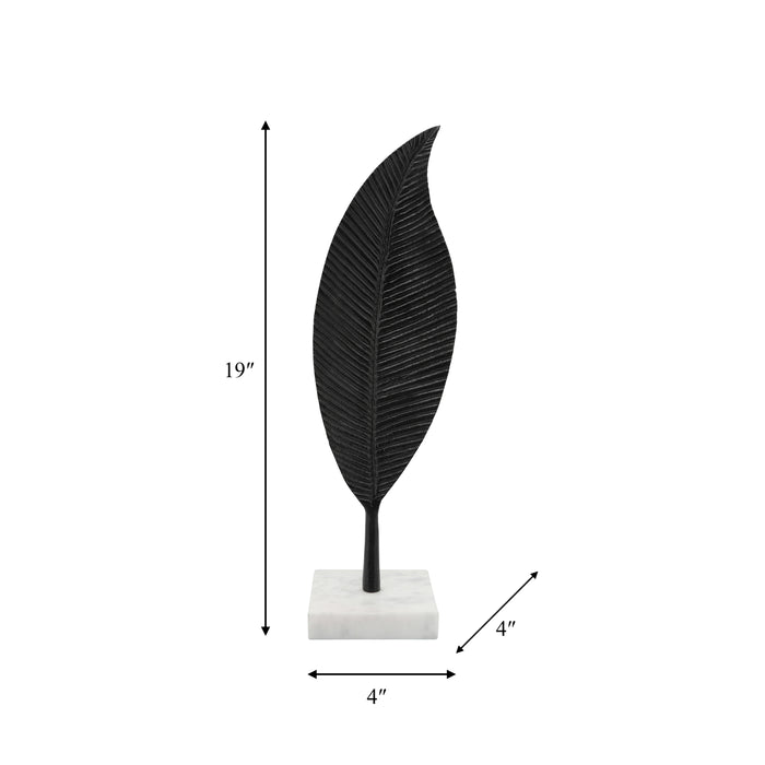 Metal 19\" Leaf Table Decor - Black