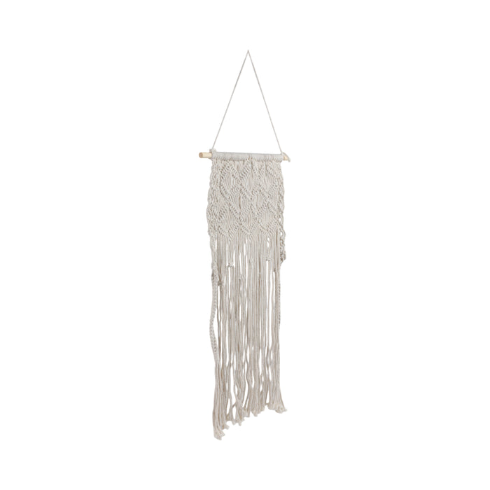 Wood 18\" Macrame Wall Hanging - Ivory