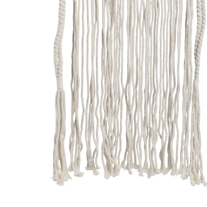 Wood 18\" Macrame Wall Hanging - Ivory