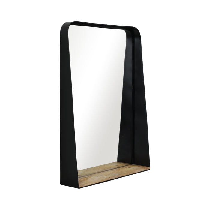Metal 22\" x 30\" Mirror with Shelf - Black and Brown