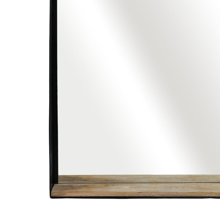 Metal 22\" x 30\" Mirror with Shelf - Black and Brown