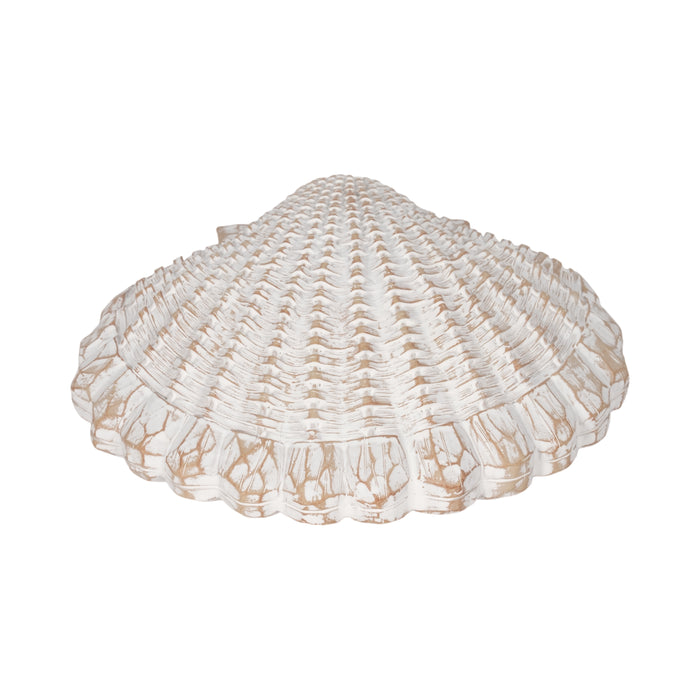 8\" Sea Scallop Shell Decor with Woven Pattern - White