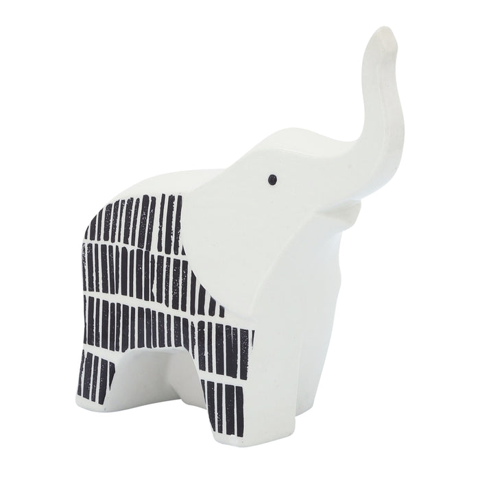 Ceramic 7\" Elephant Decor - Black and White
