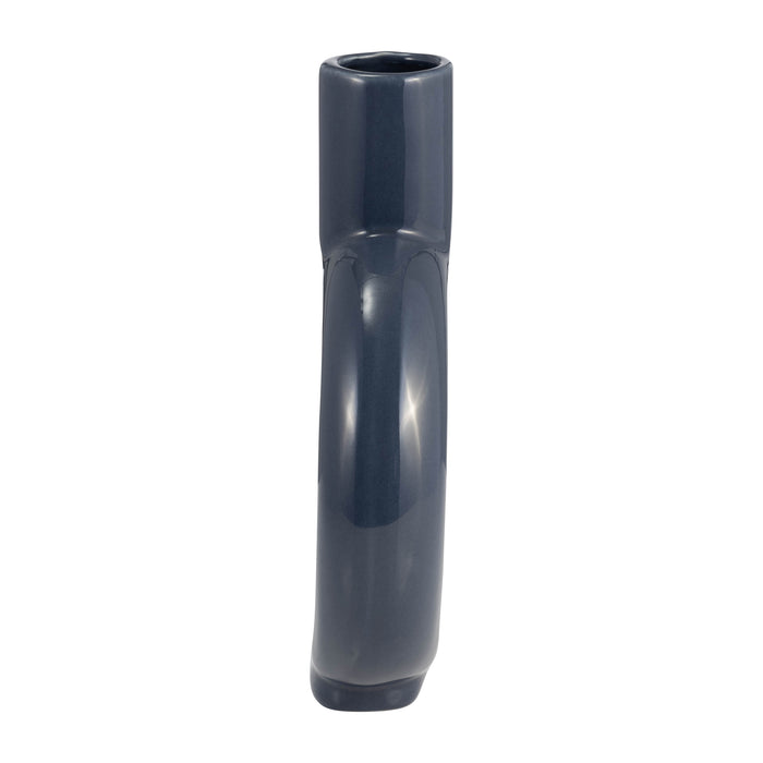 Ceramic 9\" Round Cut-Out Vase - Cobalt Blue