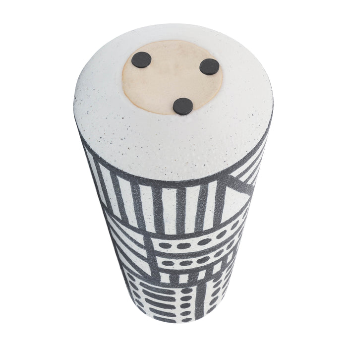 Ceramic 8\" Eclectic Vase - Black and White