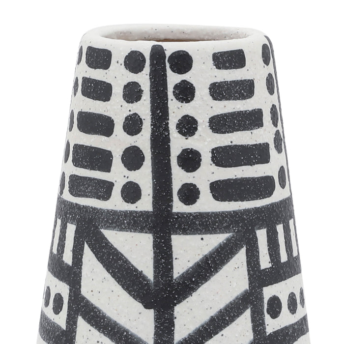 Ceramic 8\" Eclectic Vase - Black and White