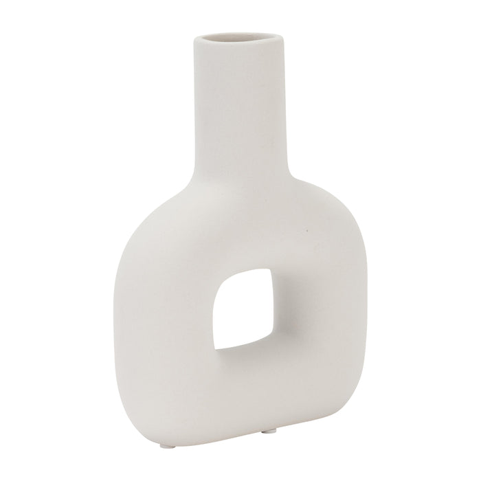 Dolomite 8\" Open Cut Vase - White
