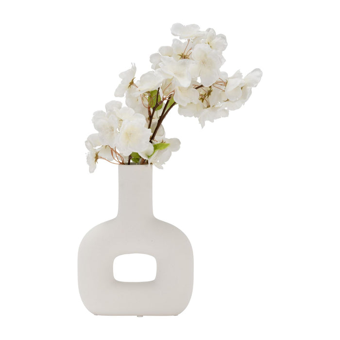Dolomite 8\" Open Cut Vase - White