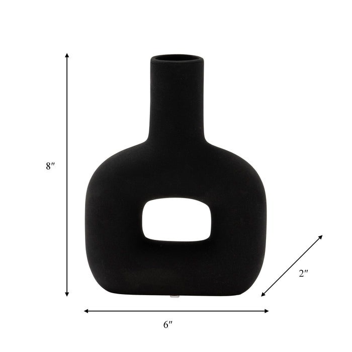 Dolomite 8\" Open Cut Vase - Black