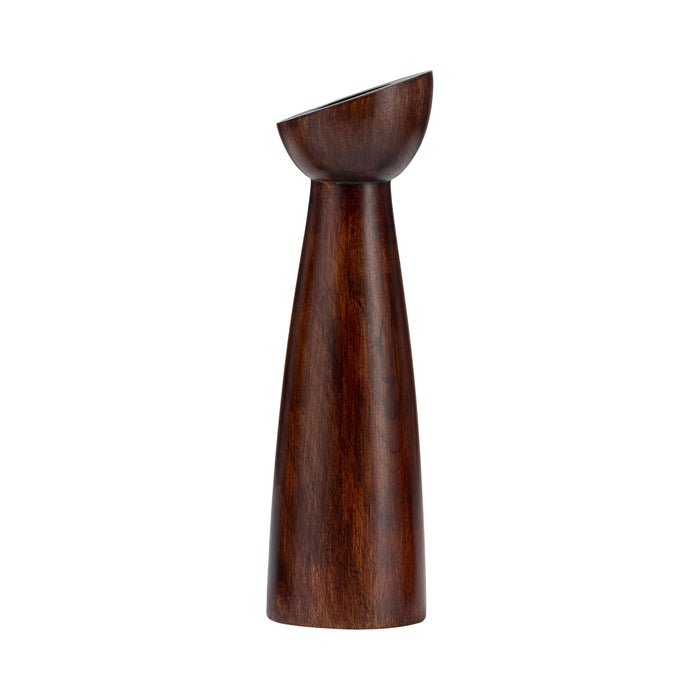 Wood 11\" Slanted Candle Holder - Brown