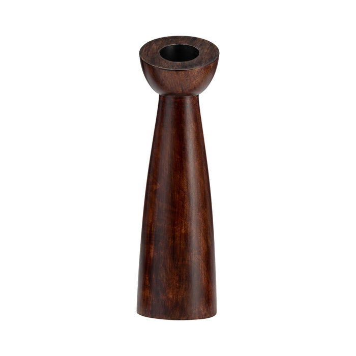 Wood 11\" Slanted Candle Holder - Brown