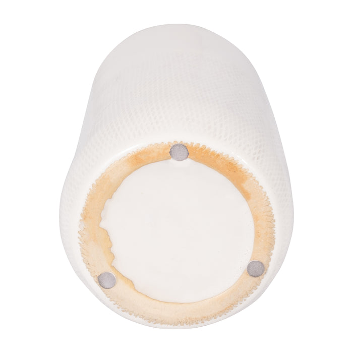 Ceramic 12\" Grooved Vase - Black