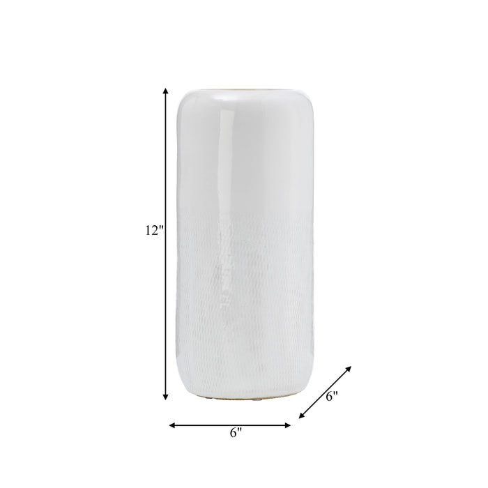 Ceramic 12\" Grooved Vase - Black