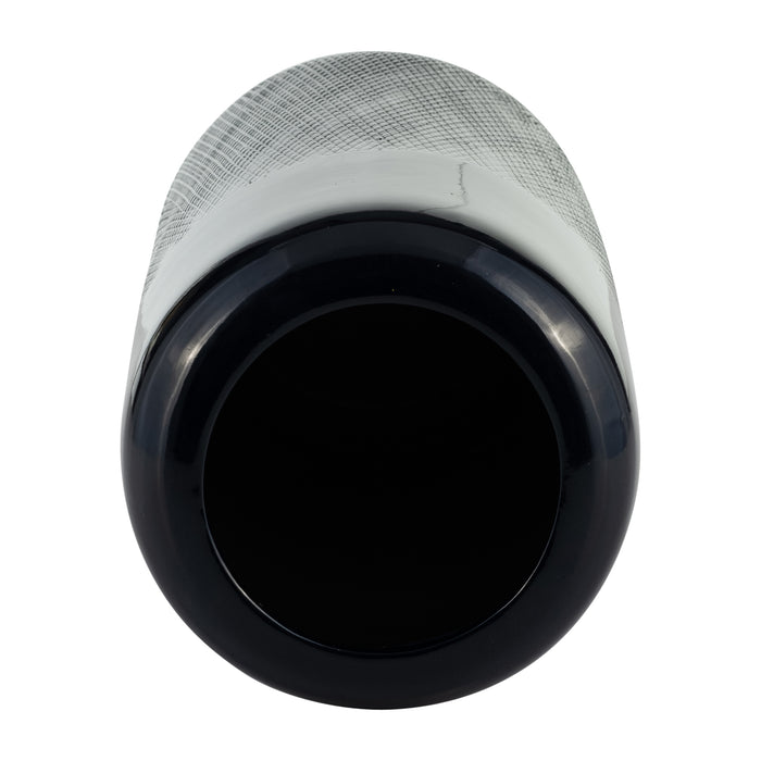 Ceramic 10\" Grooved Vase - Navy Blue