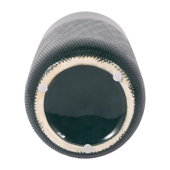 Ceramic 12\" Grooved Vase - Forest Green