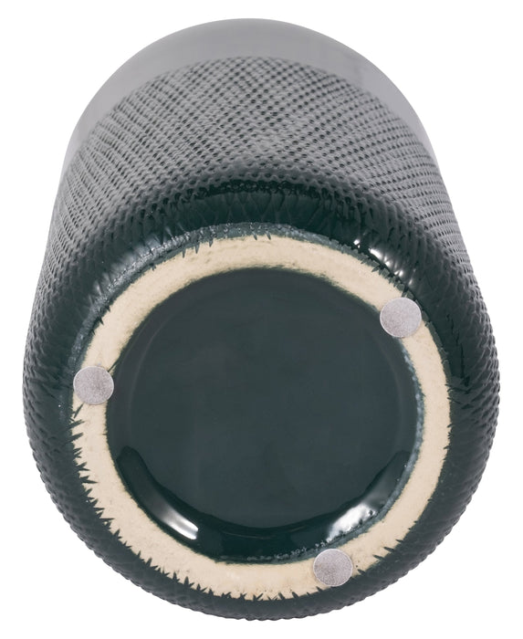 Forest Green 10\" Ceramic Grooved Vase