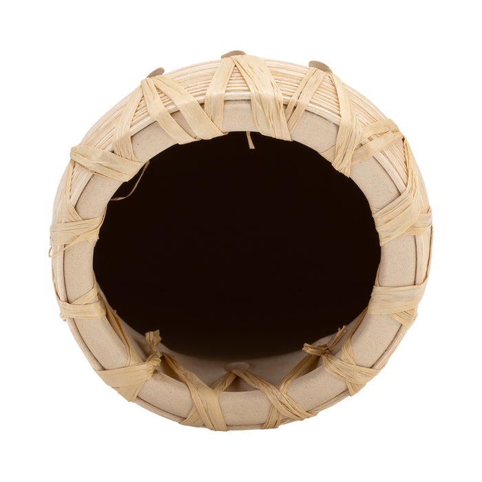 Ceramic 10\" Vase with Weaving - Natural