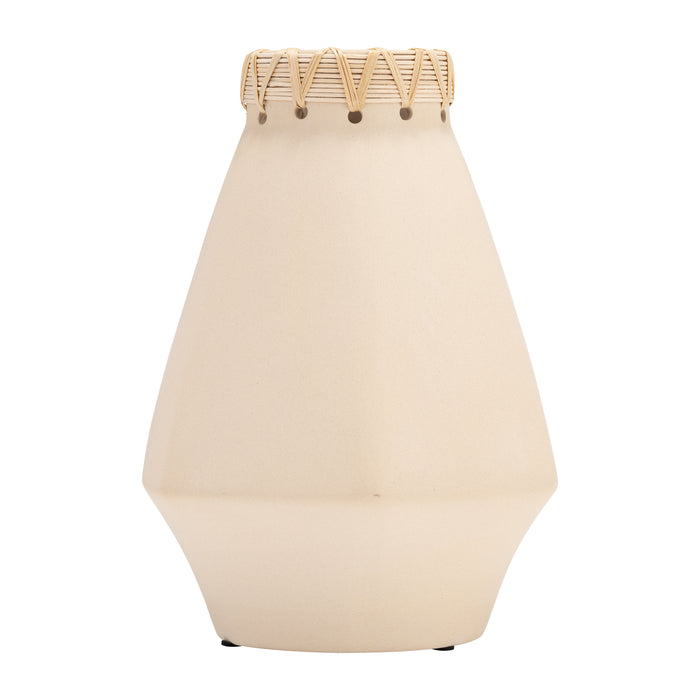 Ceramic 10\" Vase with Weaving - Natural