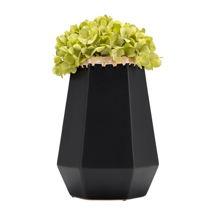 Ceramic 11\" Vase with Weaving - Black