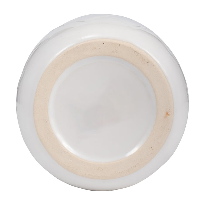 Ceramic 12\" Plaid Textured Vase - White