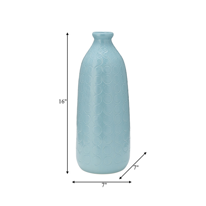 Ceramic 16\" Circles Vase - Aqua Haze