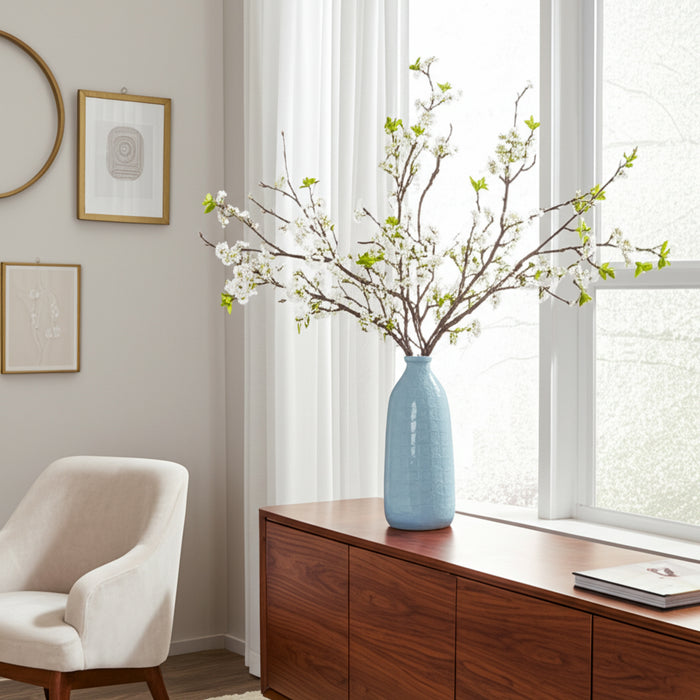 Ceramic 16\" Circles Vase - Aqua Haze