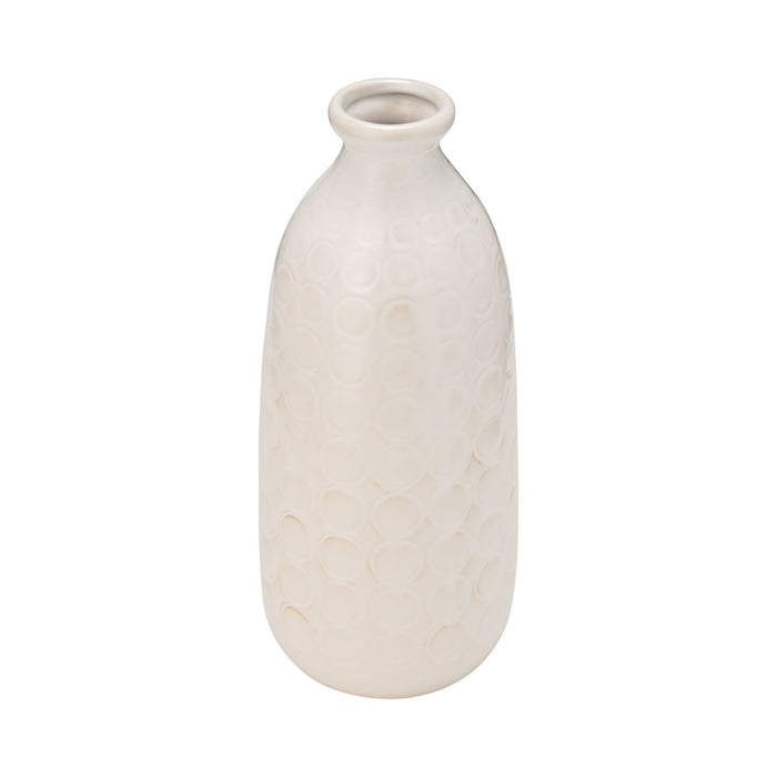 Ceramic 12\" Circles Vase - Beige