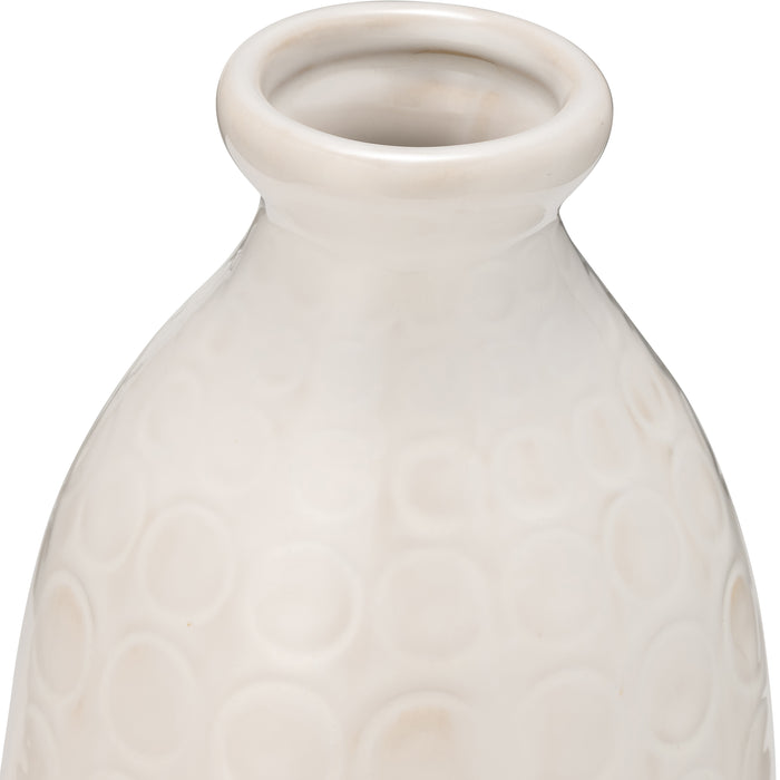 Ceramic 12\" Circles Vase - Beige