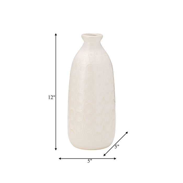 Ceramic 12\" Circles Vase - Beige