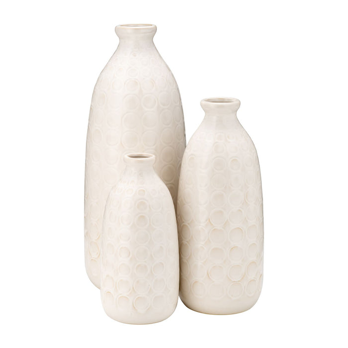 Ceramic 12\" Circles Vase - Beige