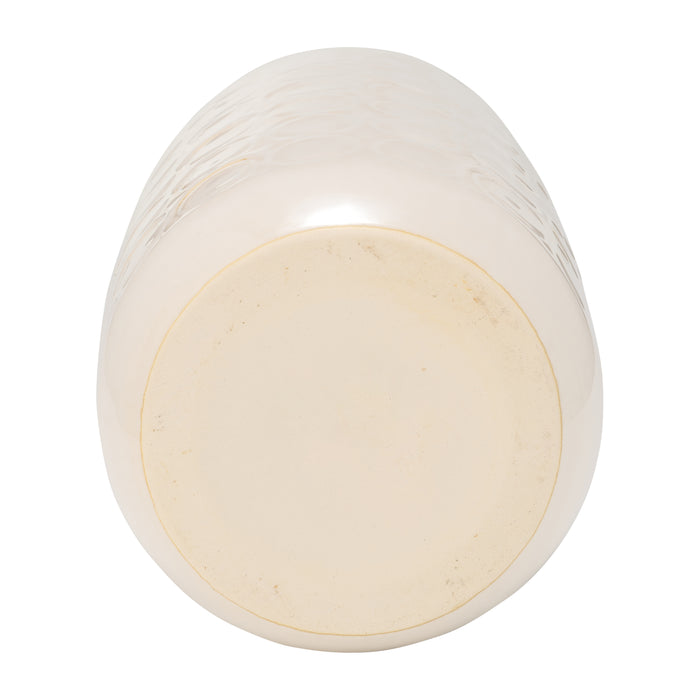 Ceramic 12\" Circles Vase - Beige
