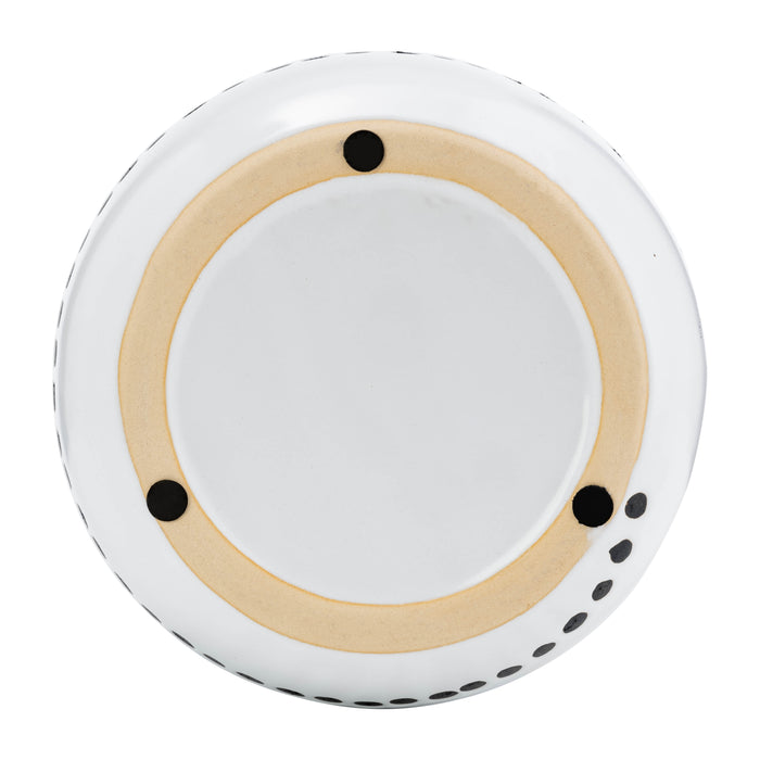 Ceramic 9\" Spiral Dot Flower Vase - White and Black