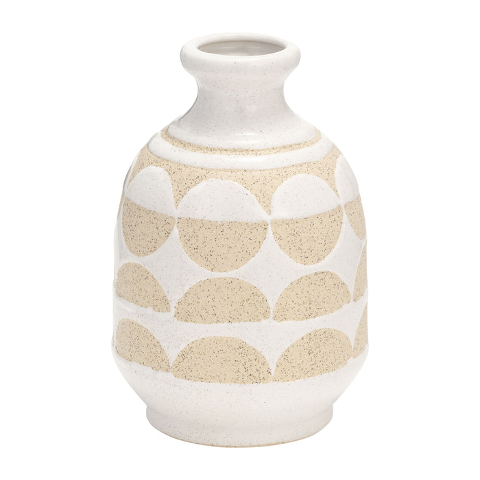 Ceramic 10\" Half Circles Vase - Ivory