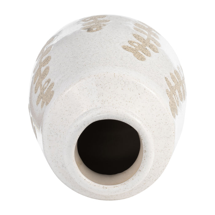 Ceramic 10\" Botanical Vase - Ivory