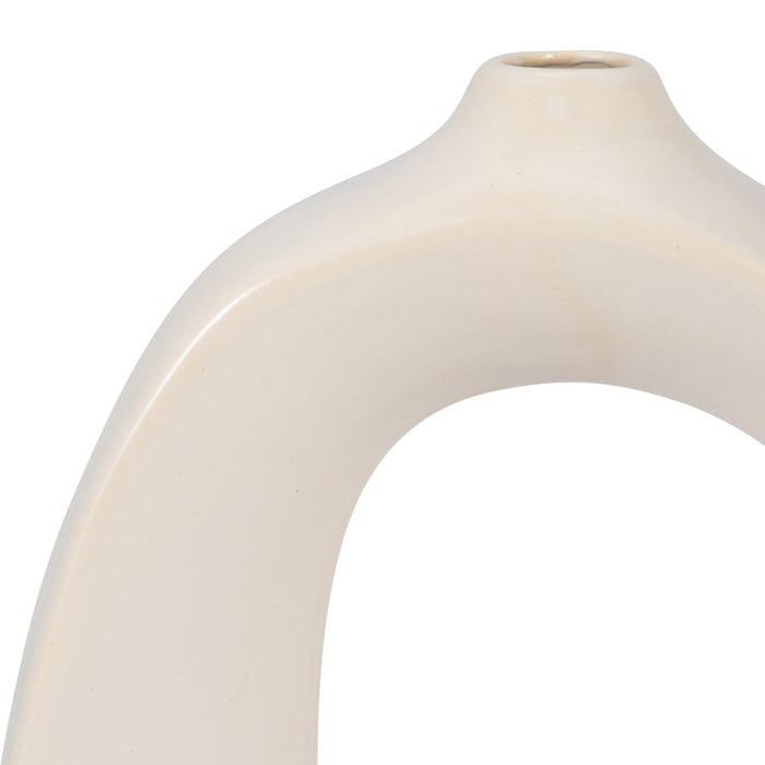 Stoneware 11\" Curvy Cut-Out Vase - White