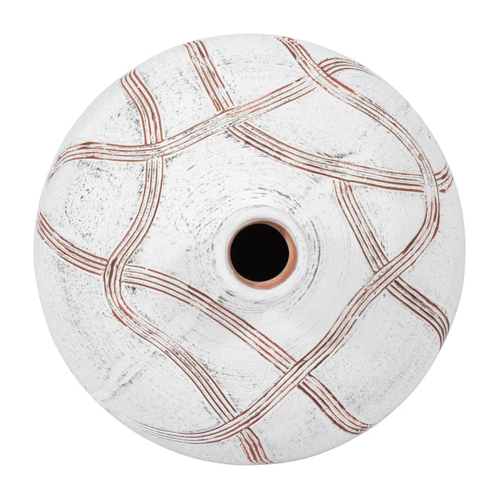 Ceramic 9\" Round Globe Vase - White