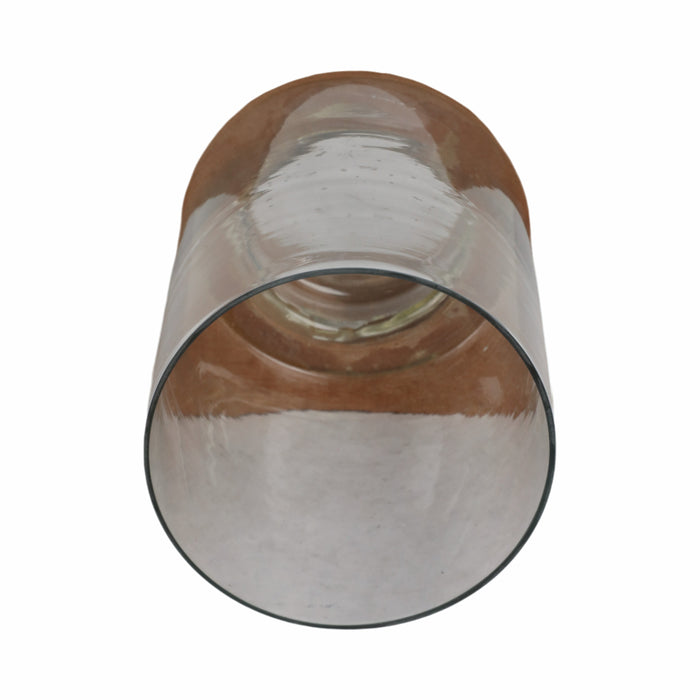 Wood 13\" Square Base Pillar Candle Holder - Natural