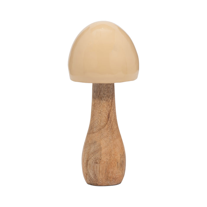 Wood 8\" Coned Mushroom - Ivory