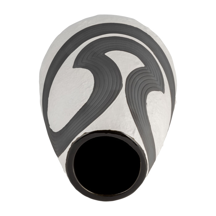 Stoneware 11\" Noir Vase - Black and White