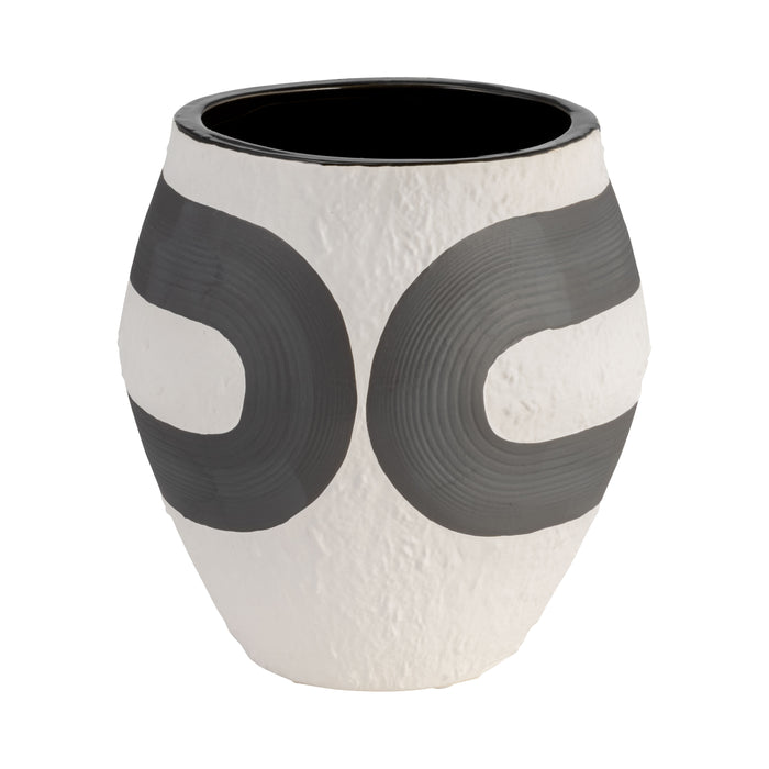 Stoneware 8\" Noir Vase - Black and White
