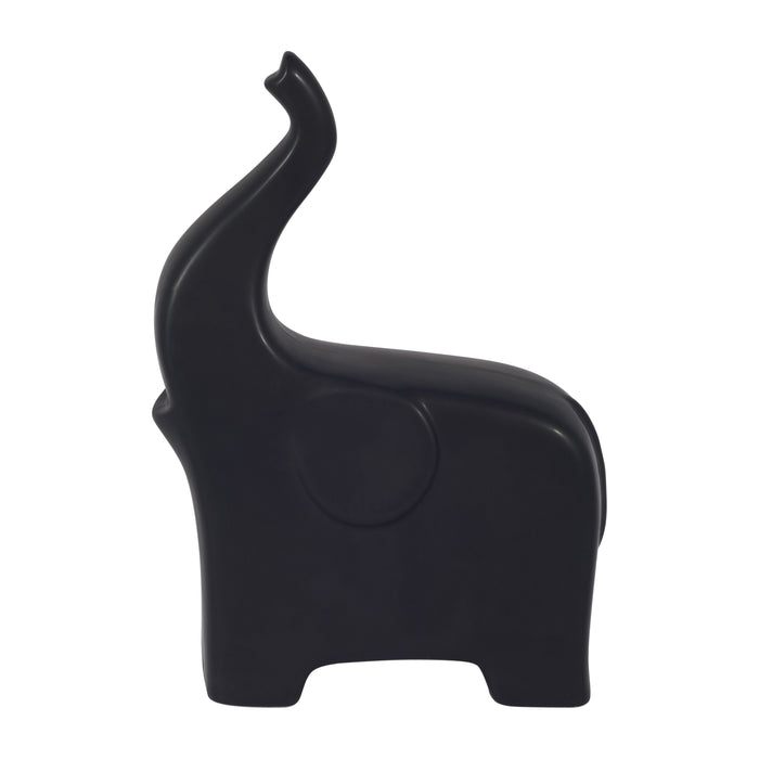 Ceramic 7\" Trunk Up Elephant - Black